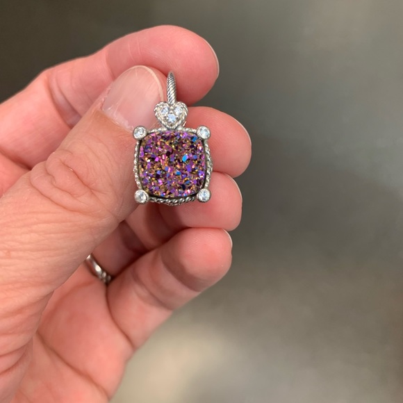 Judith Ripka large SS druzy earrings - Picture 7 of 8